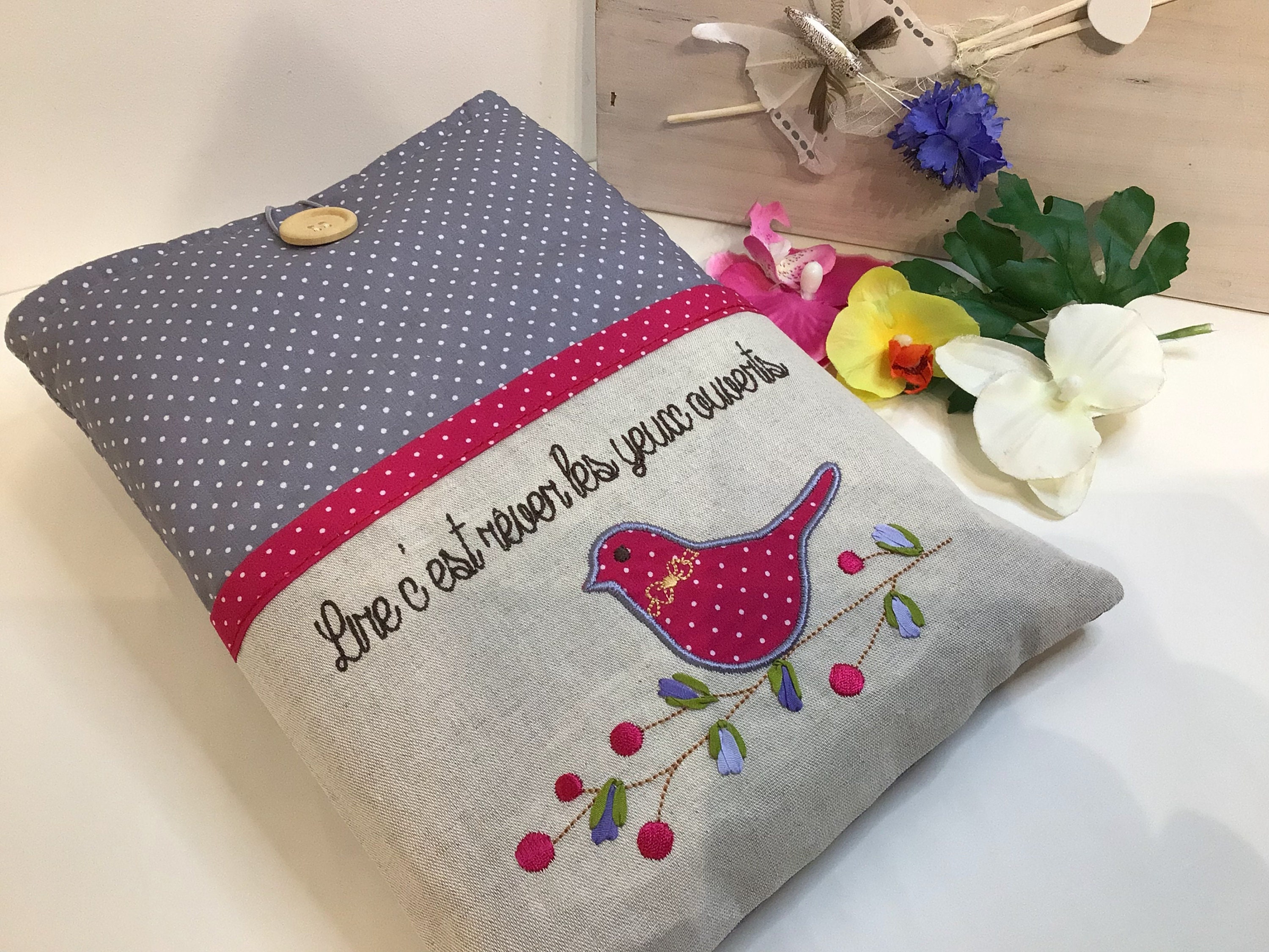Page De Garde Cahier De Chant Mariage Liege Bois Pochette pour livre Etui livre tissu pois Pochette - Etsy France