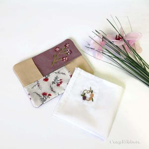 Handmade Linen Pocket Tissue Holder: Embroidered Ladybugs image 8