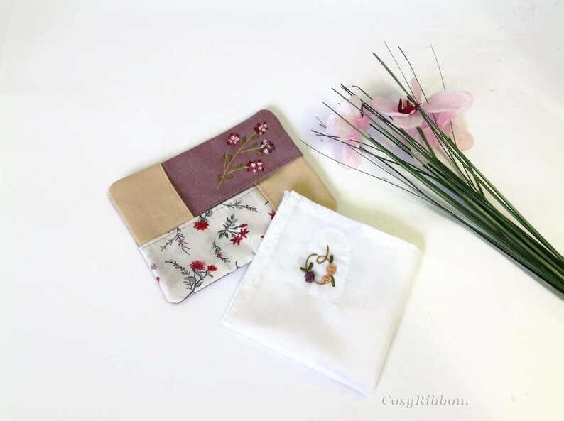 Handmade Linen Pocket Tissue Holder: Embroidered Ladybugs image 8