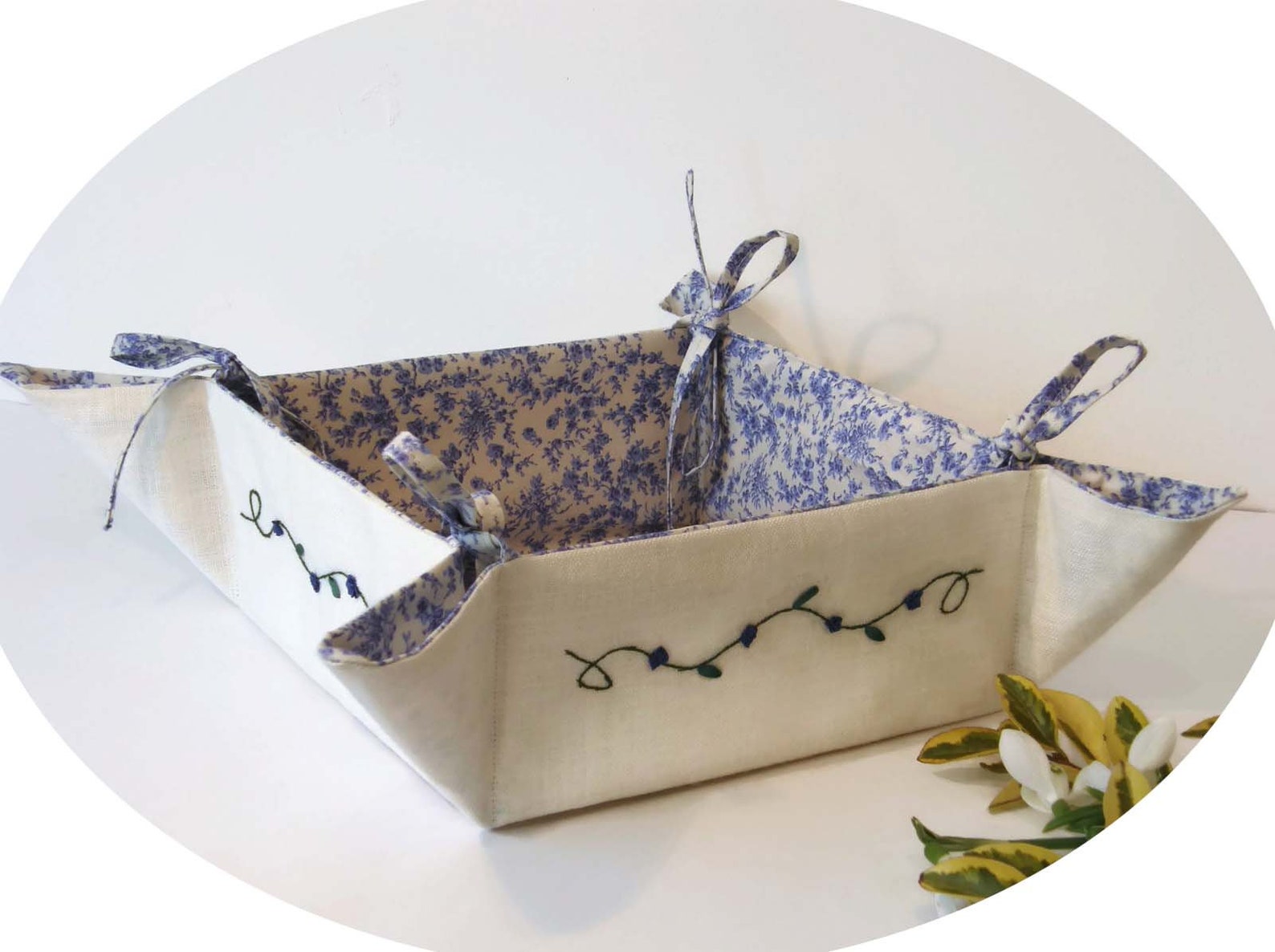 Linen Storage Basket Handmade Square Fabric Basket Linen Etsy