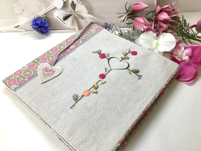 Fabric Bible Cover, Cross Bible Cover, Flowered Bible Cover, Customizable Book Cover, Journal Cover, Book Case, Paperback Book Cover, Japanese Pink