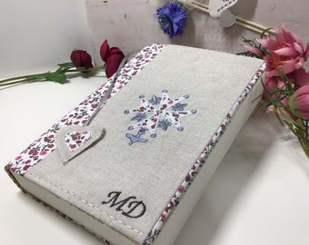 Blessed Bible Cover, Blessed  Bool Cover, Cross Bible Cover, Embroidered Cross Book Cover, Custom Size Bible Cover, Trade Size Book Cover