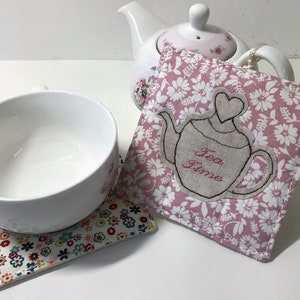 Fabric Teapot Coaster, Gift for Housewarming, Tea Lover Gift , Tea Time Accessory, Teapot Coaster , Free shipping coaster, Gift for Her