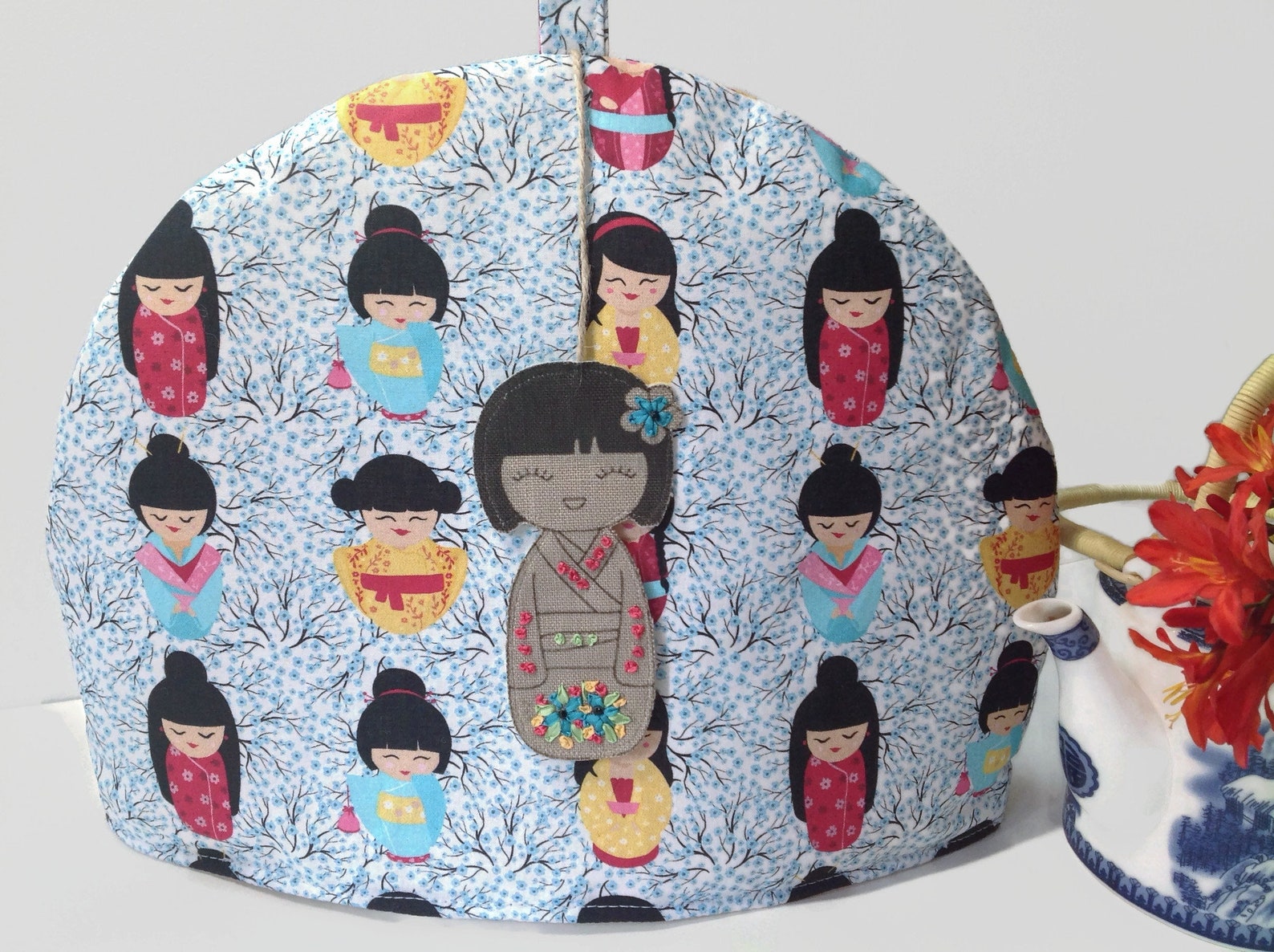 Tea Cosy Kokeshi Tea Cosy Japanese Tea Cozy Fabric Tea Etsy