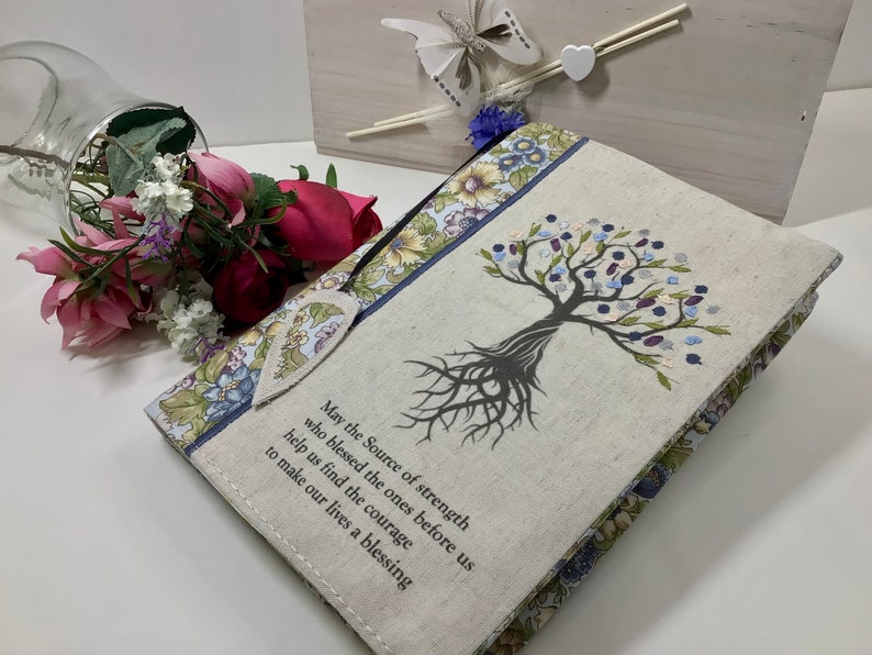 Book Cover, Bible Cover, Tree of Life Book Protector, Book Case, Custom Bible Cover, Trade Size Cover, Flowers, Book Cover, Purple Cover Japanese Flowered