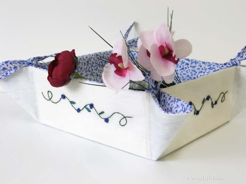 Linen Storage Basket Handmade Square Fabric Basket Linen Etsy