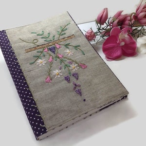 Book Cover ,Paperback Book Cover,Linen book cover, Flowers Bible Cover, gift for book lover, Notebook Cover, Journal Cover, Custom Cover Purple Dot