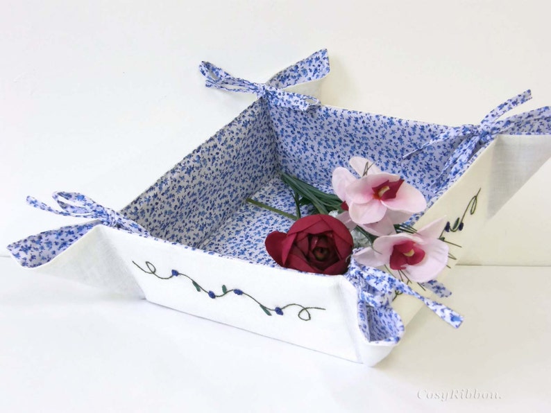 Linen Storage Basket Handmade Square Fabric Basket Linen Etsy