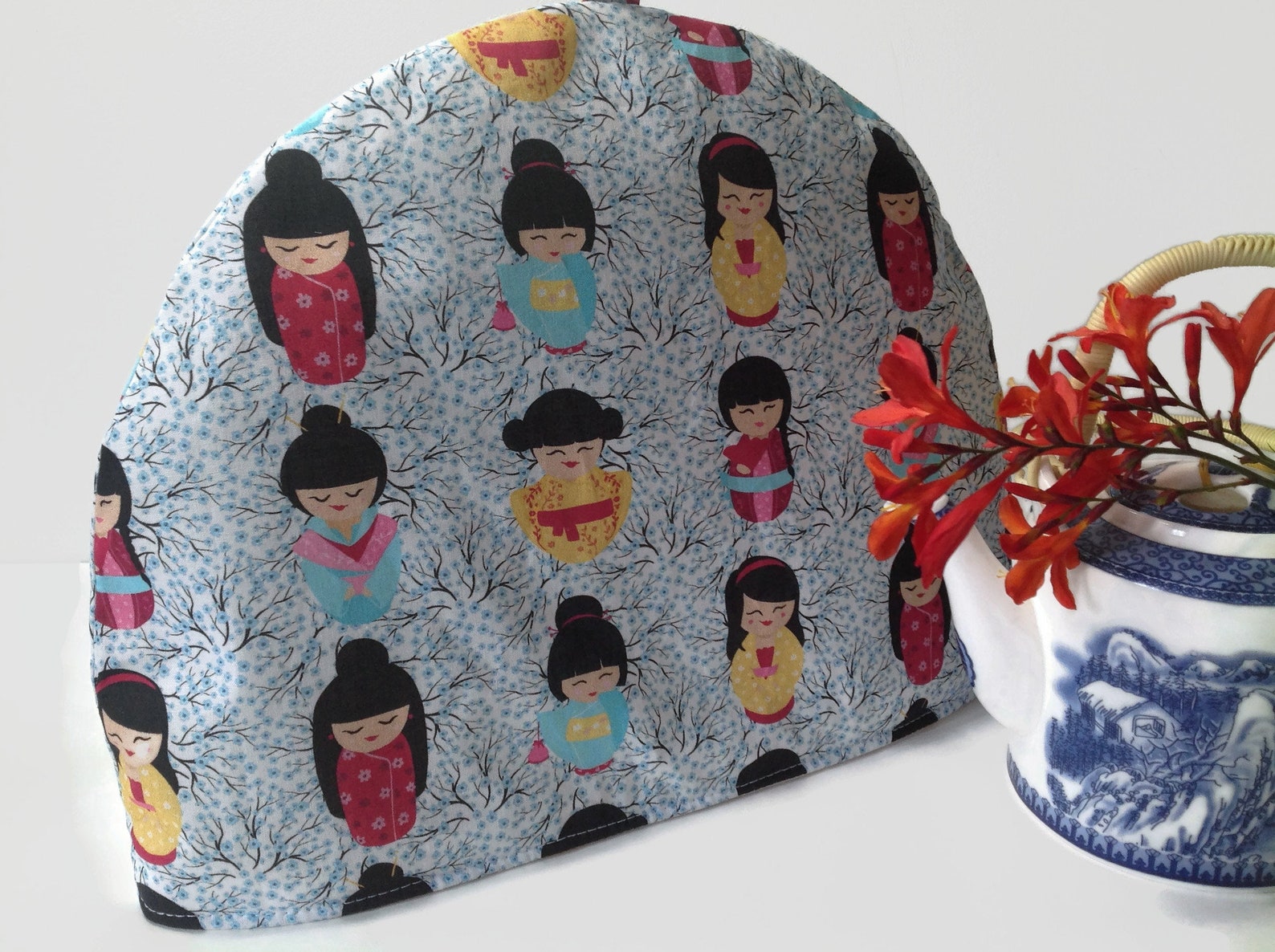 Tea Cosy Kokeshi Tea Cosy Japanese Tea Cozy Fabric Tea Etsy