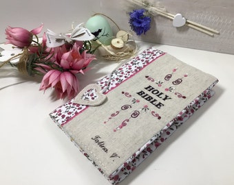 Bible Cover, Holy Bible Cover, Book Cover , Bible Journaling , Bible Cover, Custom Bible Cover, Flower Bible Cover, Embroidered Bible Cover