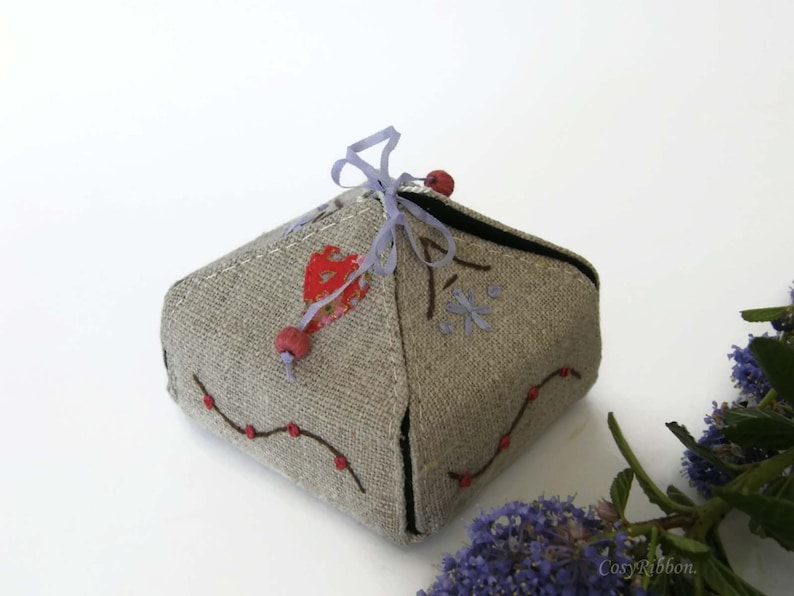 Gift Box her Bridesmaid Gift Linen Gift Box engagement jewelry box Personalized Gift Box Linen and Silk Gift Box Keepsake jewelry Box