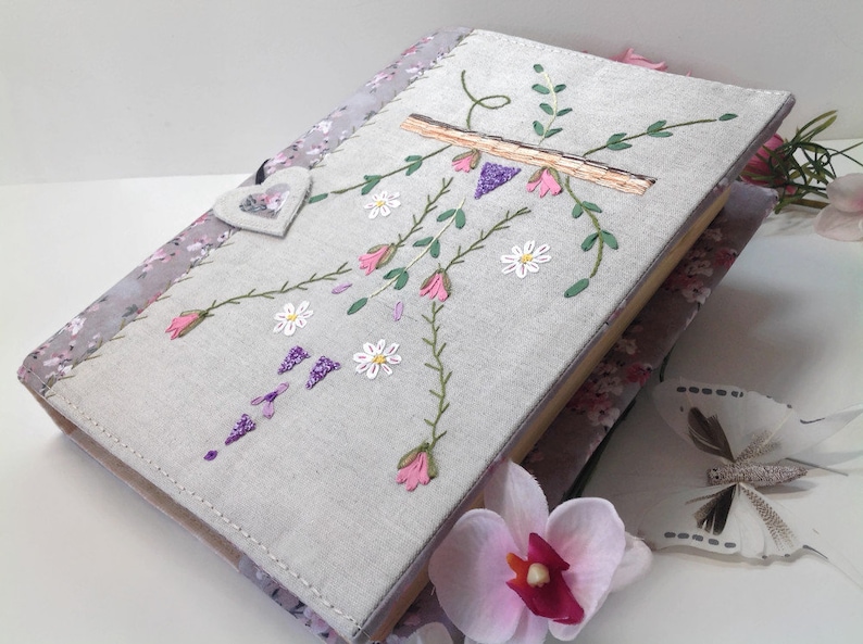 Book Cover ,Paperback Book Cover,Linen book cover, Flowers Bible Cover, gift for book lover, Notebook Cover, Journal Cover, Custom Cover image 5