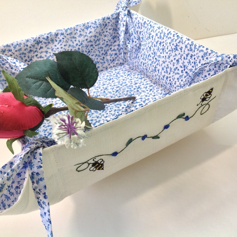 Linen Storage Basket Handmade Square Fabric Basket Linen Etsy