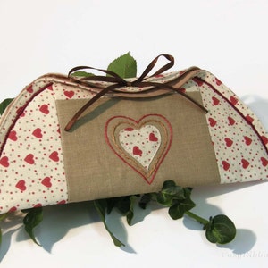 Cosmetic Half Moon Pouch , Pencil Half moon Pouch , Make up Tea cup Pouch , Half moon Case , Half Moon Storage Pouch , Linen and Heart Pouch
