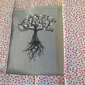 Book Cover, Bible Cover, Tree of Life Book Protector, Book Case, Custom Bible Cover, Trade Size Cover, Flowers, Book Cover, Purple Cover red flowered