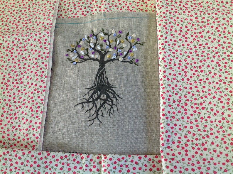 Book Cover, Bible Cover, Tree of Life Book Protector, Book Case, Custom Bible Cover, Trade Size Cover, Flowers, Book Cover, Purple Cover red flowered