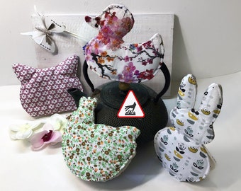 Set of 2 Pot holders ,Insulated Pot Holder , Animal Pot Holder, Cosy Pot Holder, Cotton Pot holder, Duck Cat Hen Teapot Holder,