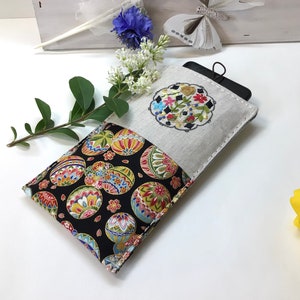 Japanese Fabric Phone Case, Padded iPhone Case, Phone Sleeve, Smartphone Pouch , Customizable Fabric Phone Case, Embroidered iPhone Pouch. image 8