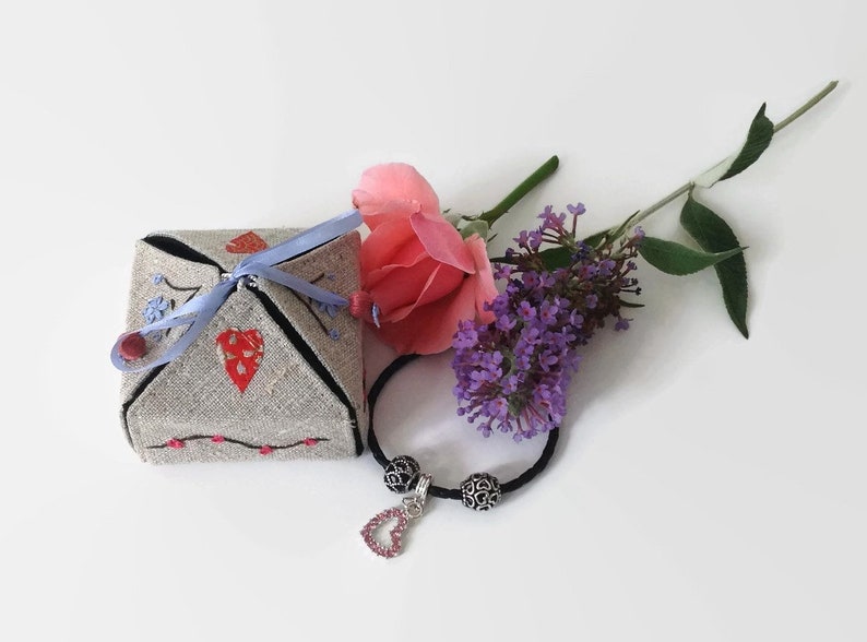 Gift Box her Bridesmaid Gift Linen Gift Box engagement jewelry box Personalized Gift Box Linen and Silk Gift Box Keepsake jewelry Box