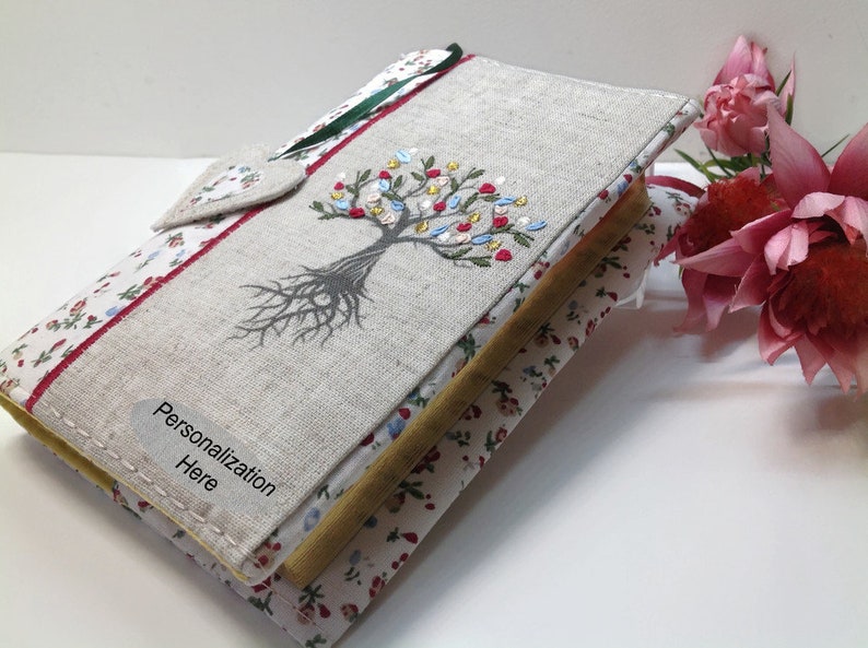 Book Cover, Bible Cover, Tree of Life Book Protector, Book Case, Custom Bible Cover, Trade Size Cover, Flowers, Book Cover, Purple Cover red and multicolored