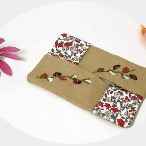 Handmade Linen Pocket Tissue Holder: Embroidered Ladybugs image 7