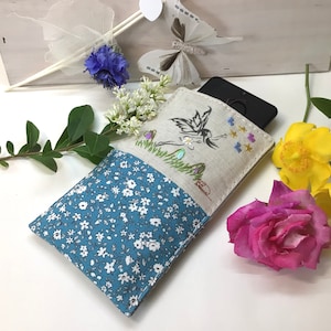 Toutes Tailles Protège Smartphone, Pochette Téléphone tissu, Etui Personnalisable, Pochette téléphone fleurs, Etui Smartphone brodé,