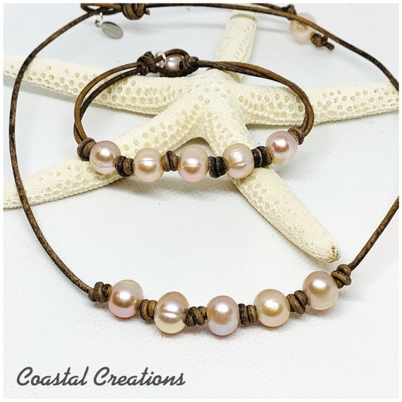 Blush Pearl Necklace and Bracelet Set