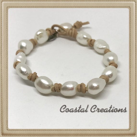 Baroque Pearl and Leather Bracelet #21