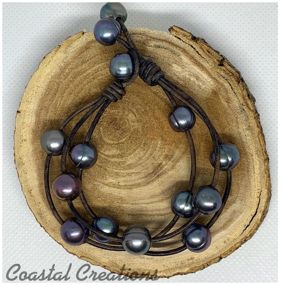 Triple Strand Peacock Pearl Bracelet