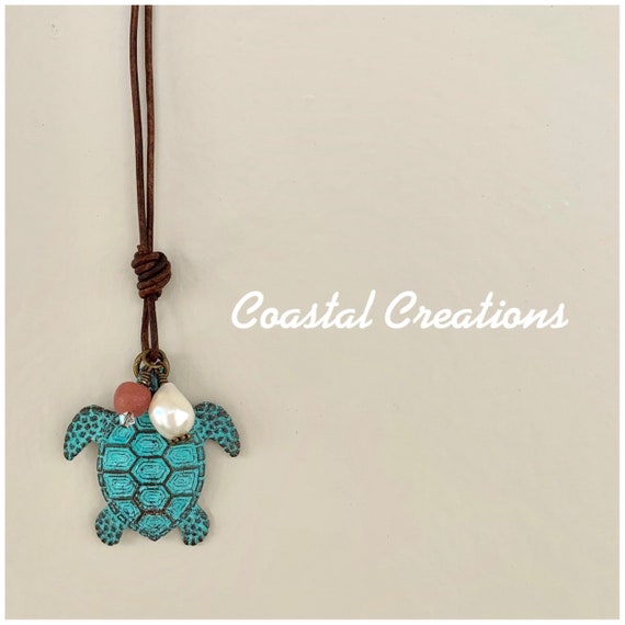 Long Turtle and Pearl Necklace #364