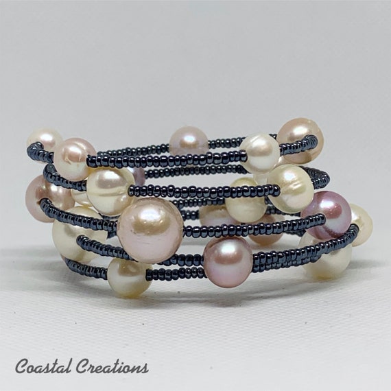 Pearl and Hematite Bead Wrap Bracelet