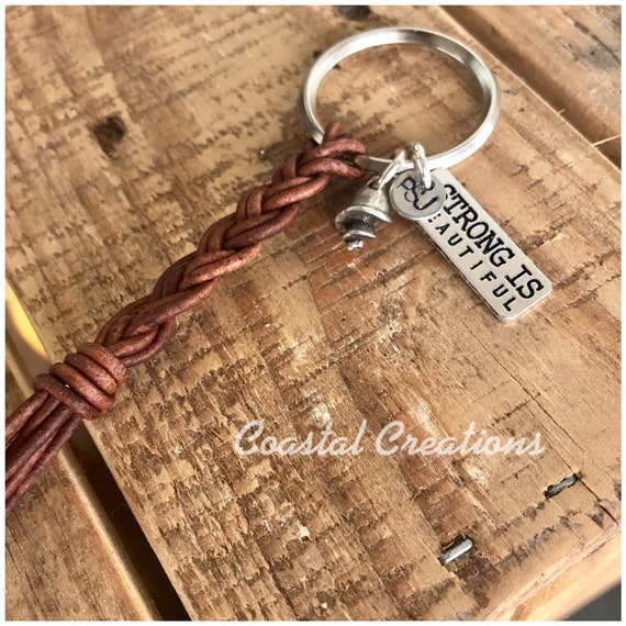 Strong is Beautiful Braided Leather Keychain #370