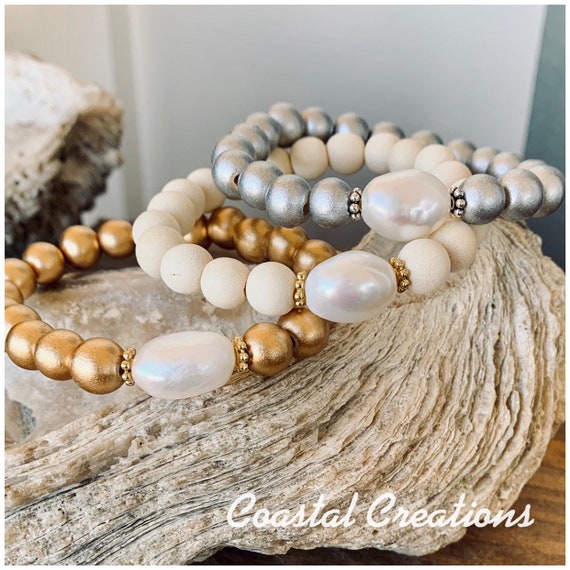 Large Pearl Stretch Bracelet #393