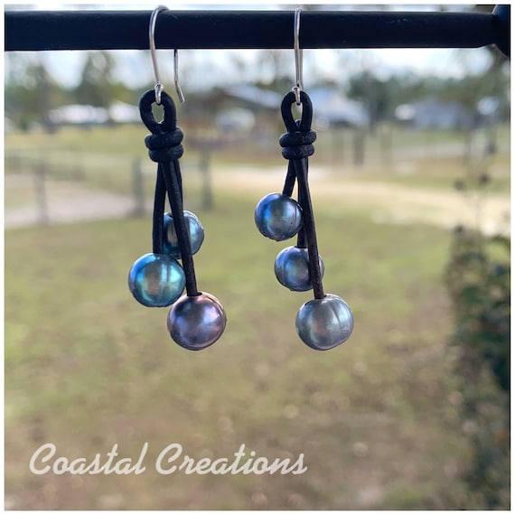 Triple Pearl Dangle Earrings #367
