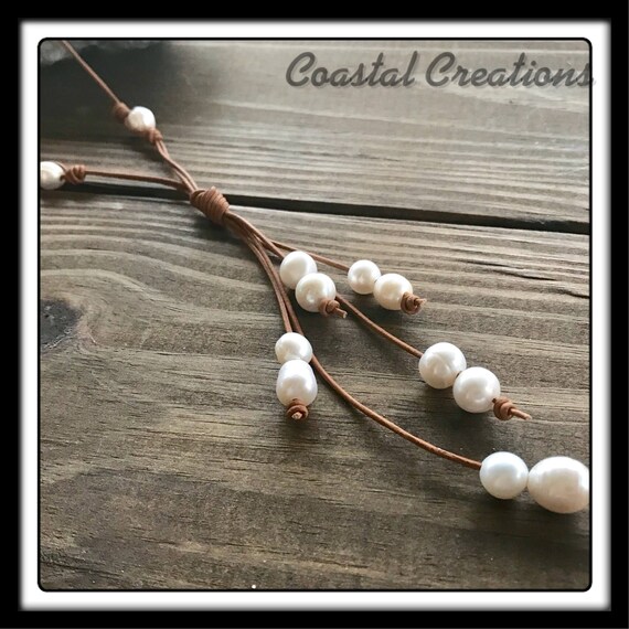 Tassels with Freshwater Pearls and Leather #63