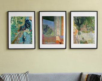 SET OF 3 Bonnard garden prints gallery wall art print vintage poster art famous artist prints