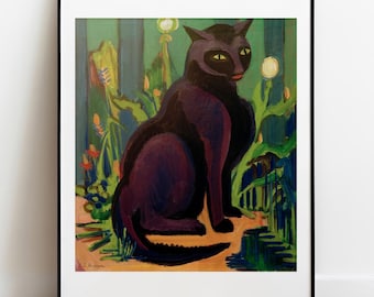 Kirchner Bobby de zwarte kat-kunstprint: vintage galeriewanddecoratie
