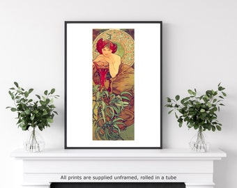 Mucha Emerald Print: Sztuka ścienna w stylu vintage secesyjnym
