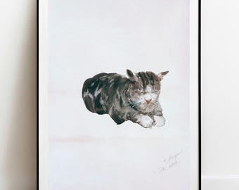 De Nittis Study of a Cat Art Print: Vintage Home Decor Poster