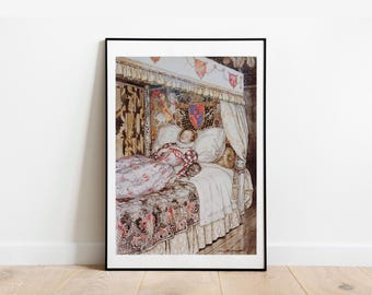 Arthur Rackham Schlafende Prinzessin Poster: Vintage Galerie Wand Kunst Illustration