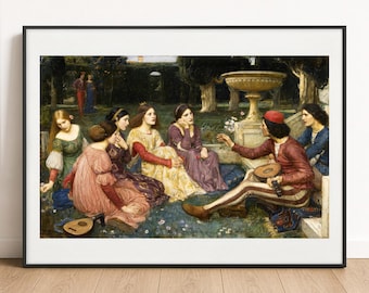 John William Waterhouse Print, The Decameron 1916, Pre-Raphaelite Wall Poster