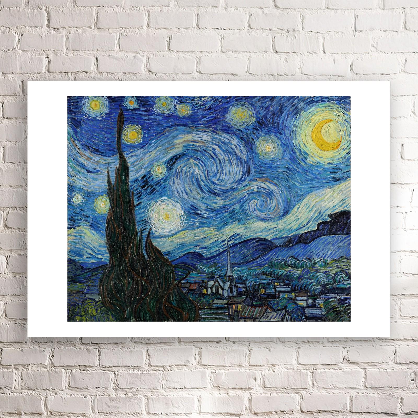 ゴッホ「星月夜」1889年版画 - ヴィンテージウォールアートポスター