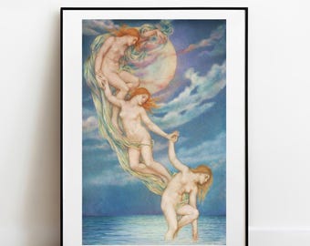 海に沈む月光の壁画：エヴリン・デ・モーガンのヴィンテージプリント