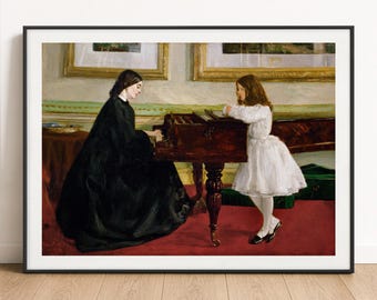 Whistler Print - At the Piano 1858, classic Victorian wall art painting