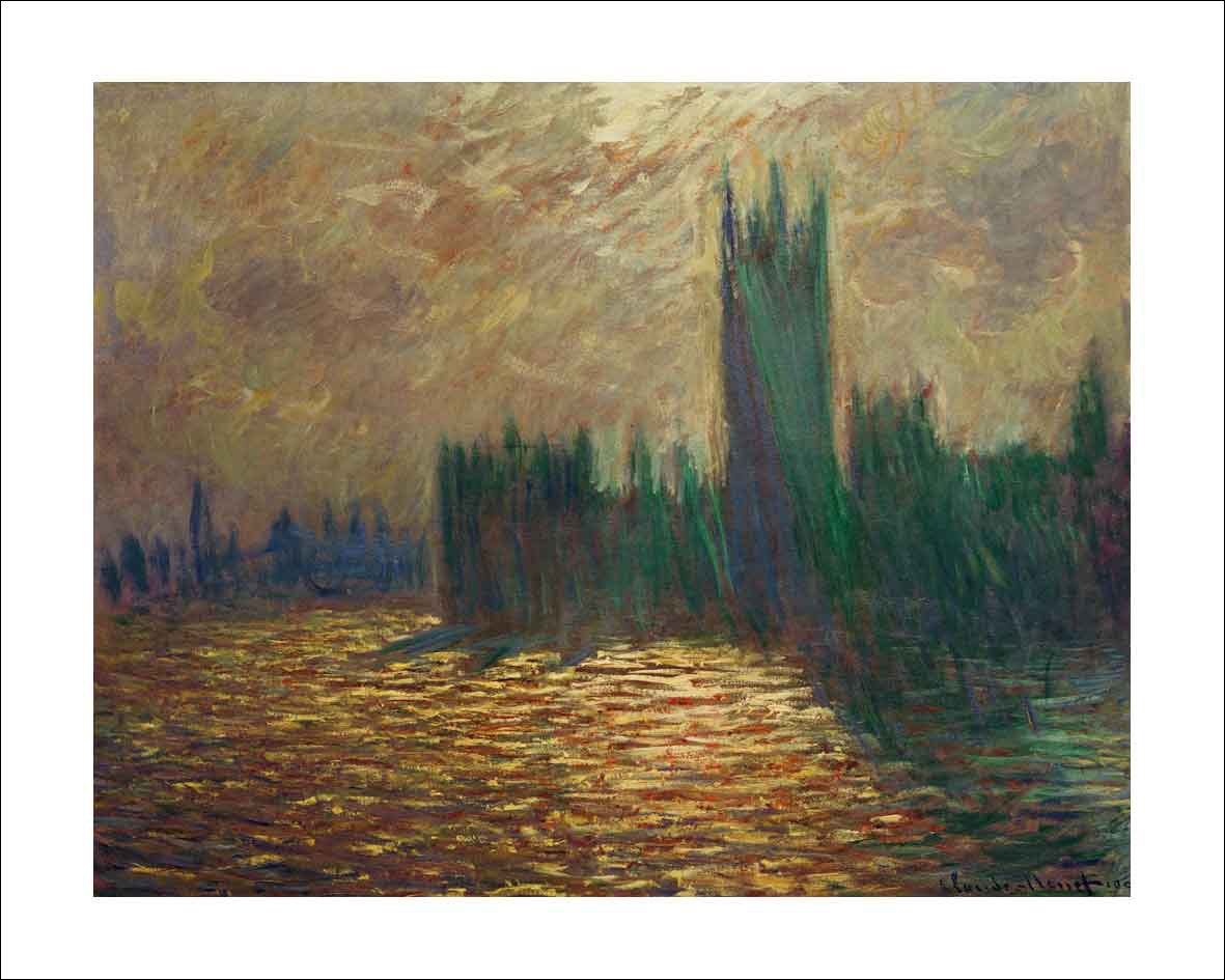 unframed wall art WITH BORDER Parliament Monet Reflections on the Thames Fine art print London