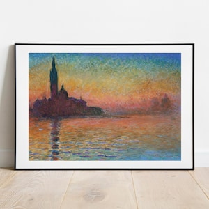 Monet Sunset in Venice home decor gallery wall art classic poster art vintage famous artist print