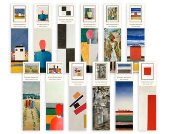 Malevich Fine Art Lesezeichen Kollektion - Set mit 12 Lesezeichen Buchliebhaber Geschenk