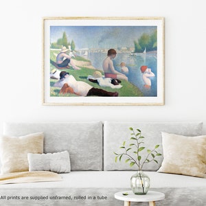 Bañistas de Seurat en Asnières, galería de impresiones artísticas, arte de pared, póster clásico, arte vintage, impresión de artista famoso