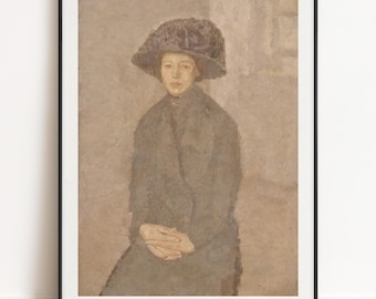 Gwen John Print – Young Woman Wearing a Large Hat, Wall Art Poster