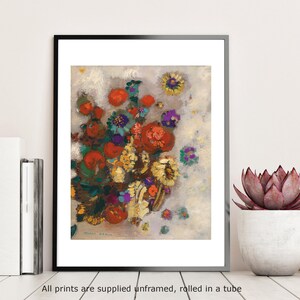 Impresión artística de pared con diseño de ramo de flores de Redon, póster vintage, arte de artista famoso, decoración del hogar